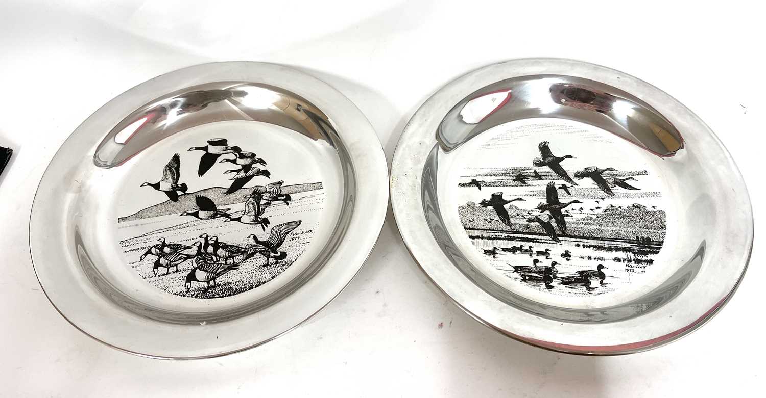 Two silver limited edition plates, 'The Peter Scott Christmas Plates', etched from the original work - Image 3 of 7