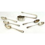 Mixed lot to include three Old English bright cut teaspoons, Sheffield 1910, makers mark for the