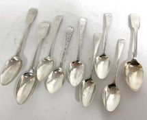 A group of nine Exeter teaspoons, various dates and makers