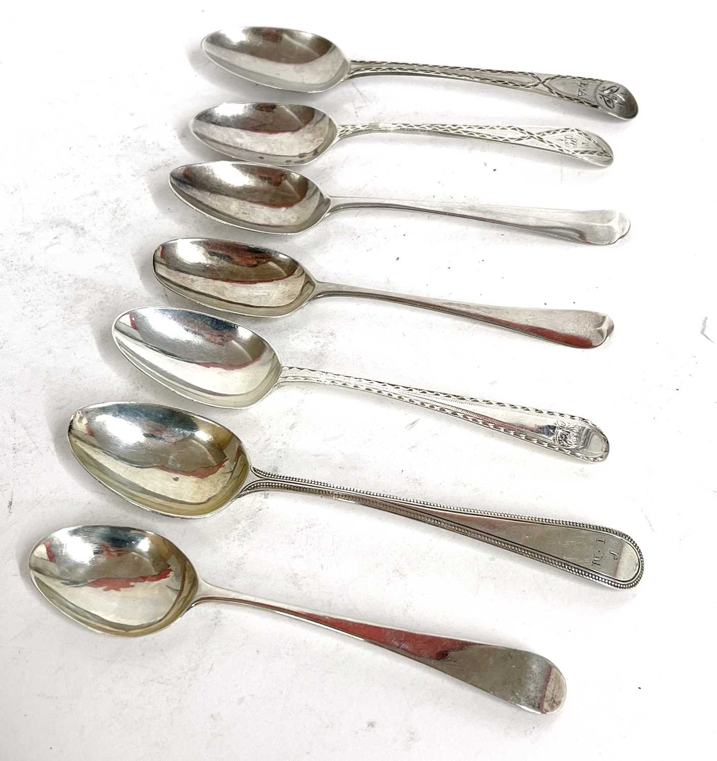 A group of seven Georgian teaspoons, five base marked and two others (7) - Image 2 of 3