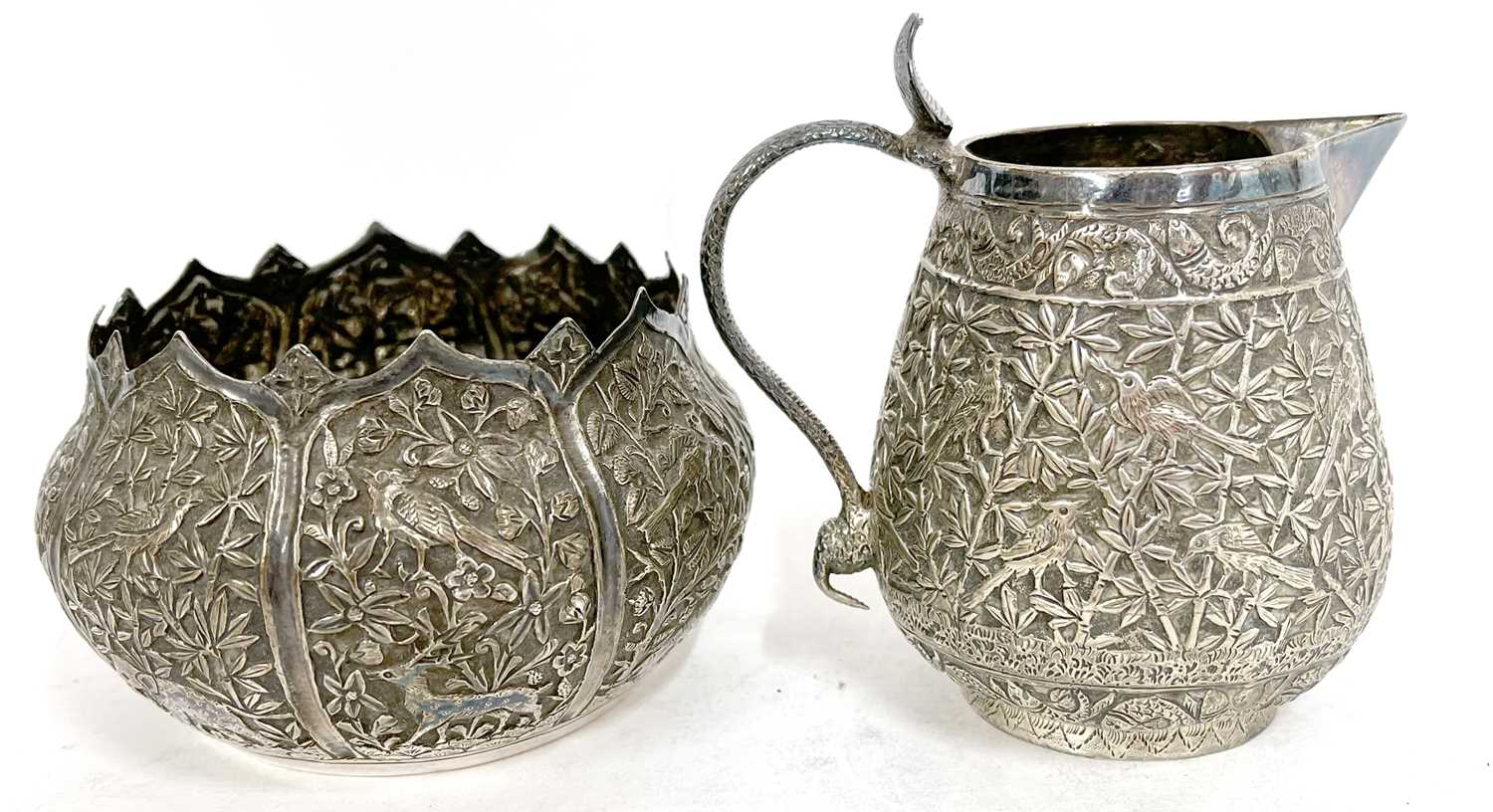 Antique Indian silver tea set 'Lucknow Circa 1900' with elephant and cobra design, comprising - Image 7 of 23