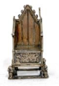 Silver miniature coronation chair London 1901, makers mark for Cornelius Desomeaux Saunders and