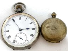 White metal pocket watch with coin holder fob, the import mark and stamp for 925 can be found in the