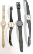 Mixed lot of four ladies wristwatches, these include makes such as Sekonda, Roma, Avia and Swatch (