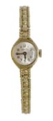 9ct gold ladies wristwatch, hallmarks can be found in the case back and the clasp of the bracelet,