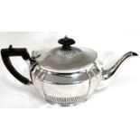 Victorian silver bachelors teapot of oval panelled form with fluted decoration, hallmarked for