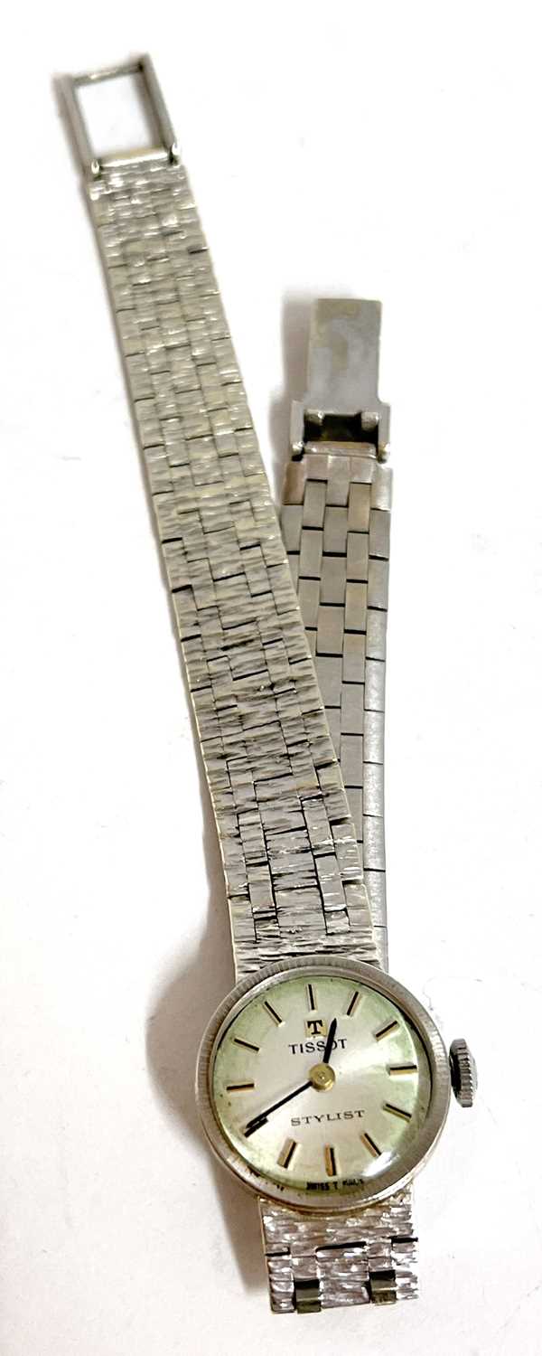 Ladies 9ct white gold Tissot wristwatch, hallmarks for (375) gold can be found on the clasp and - Image 2 of 4