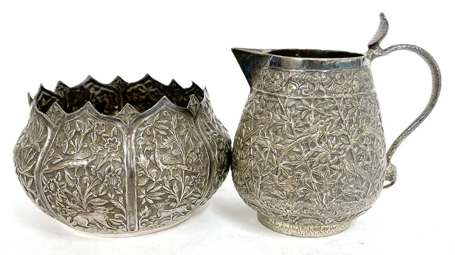 Antique Indian silver tea set 'Lucknow Circa 1900' with elephant and cobra design, comprising - Image 5 of 23