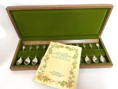 Royal Horticultural Society Flower spoons comprising 12 silver spoons each set with one of twelve