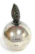 George V silver grenade table lighter having a screw in flame finial, Birmingham 1935, makers mark