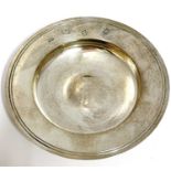 Silver armada dish of typical form having oversized hallmarks for London 1963, makers mark for