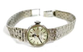 Ladies 9ct white gold Tissot wristwatch, hallmarks for (375) gold can be found on the clasp and