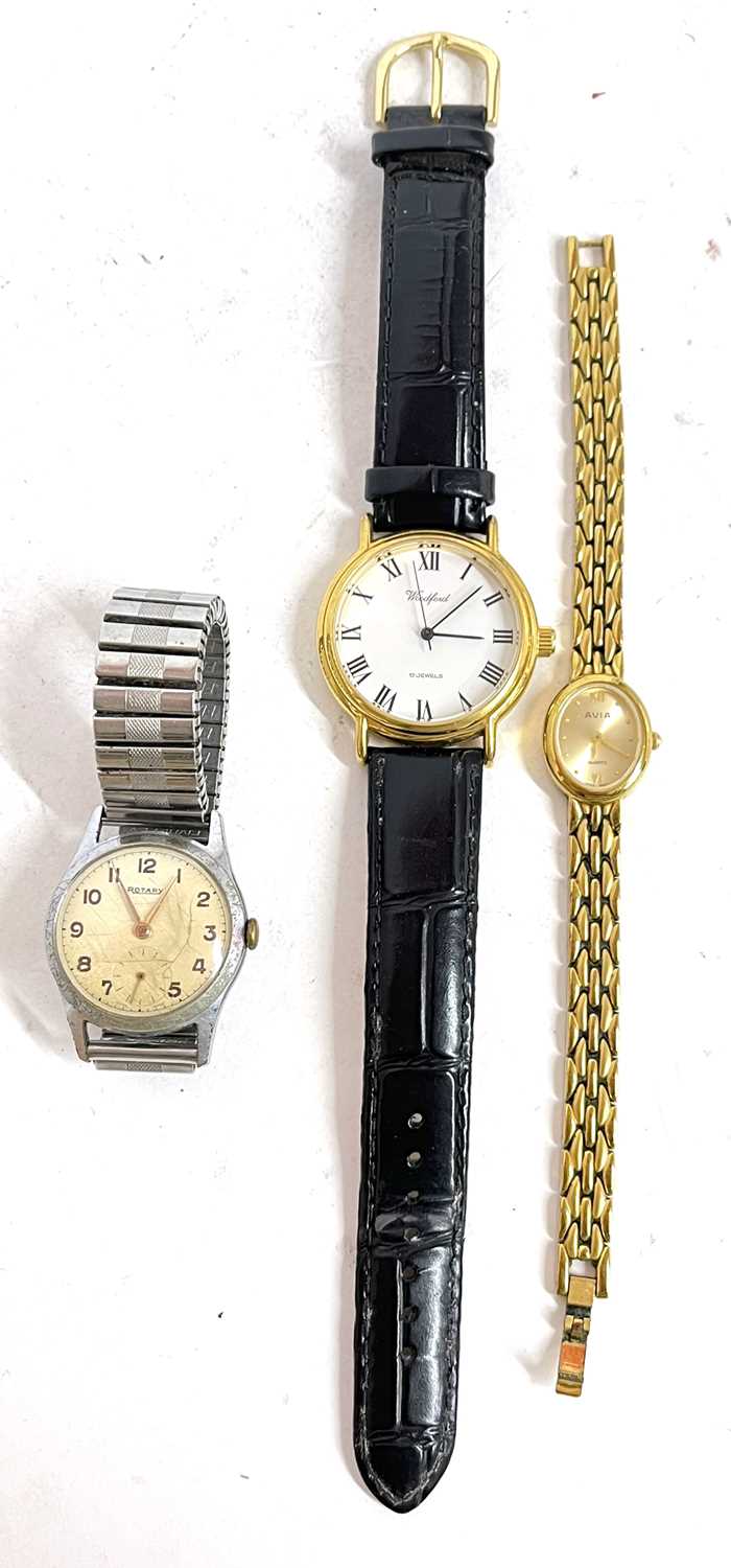 Three watches, one ladies and two gents, makers of the watches are Rotary and Woodford for the gents - Image 2 of 2