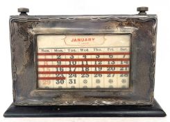 George VI silver mounted desk calendar, hallmarked for Birmingham 1948, makers mark W J Myatt &