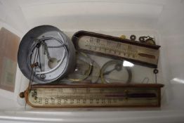 Box of various parts for 19th Century barometers and other items