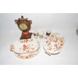 Mixed Lot: Modern mantel clock, Ridgways flora pattern vegetable dishes and various cruet items