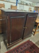 Late 19th Century dark wood two door bookcase cabinet, 121cm wide