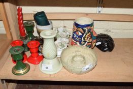 Mixed Lot: Various candlesticks, porcelain flowers and other items