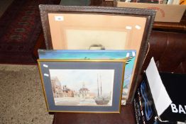 Mixed Lot: Oil on canvas study of ducks, coloured print of Custom House, Kings Lynn and a further