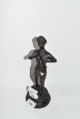 Spelter model of a musician on circular base