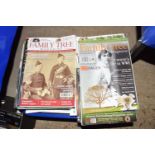 Box of Family Tree magazines, Suffolk Roots magazines etc