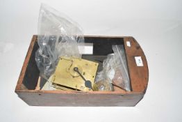 Wooden clock case, clock movement and various parts