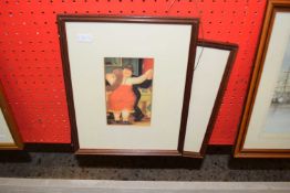 Two small comical prints, framed and glazed