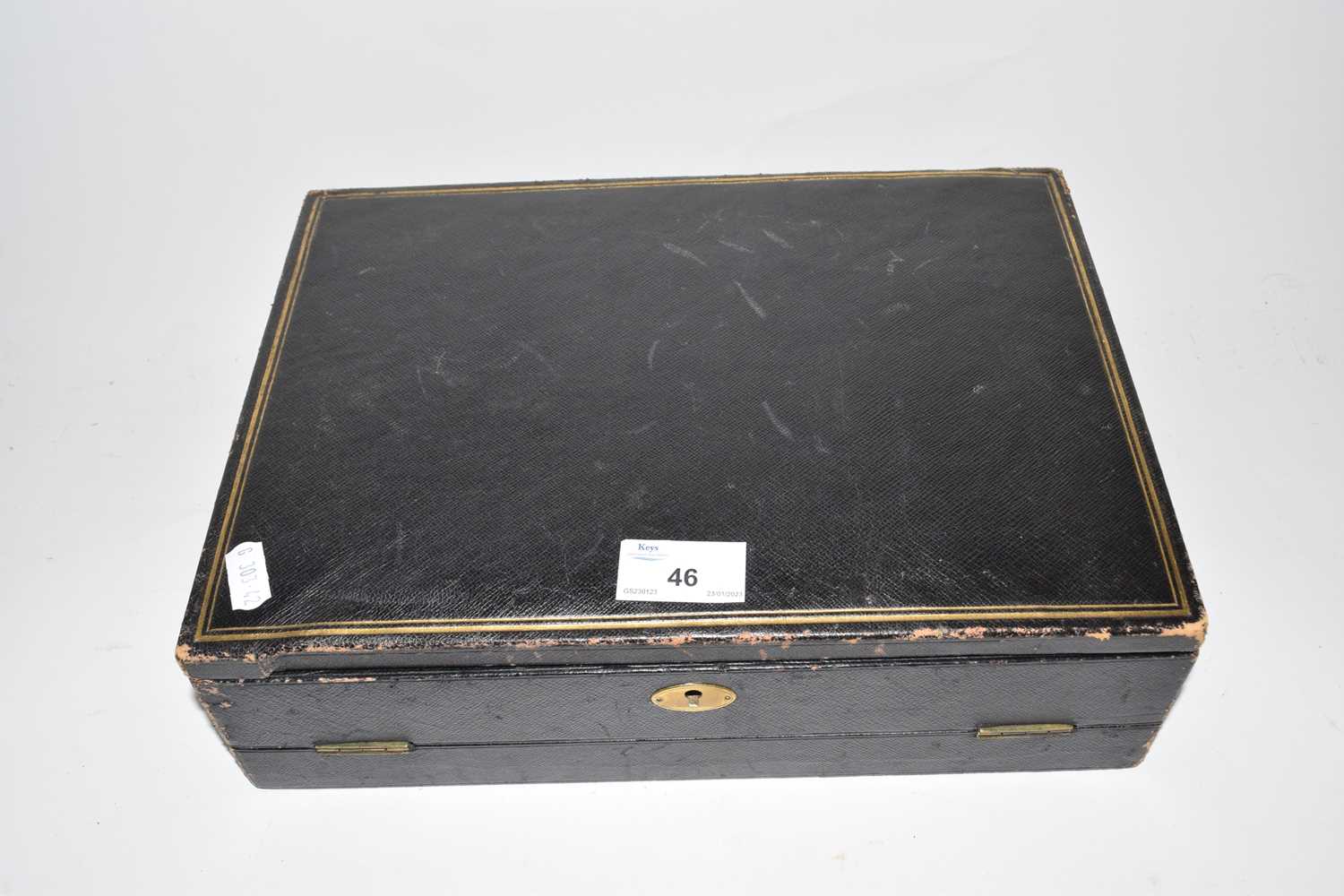 Vintage leather mounted writing box with fitted interior - Image 2 of 4