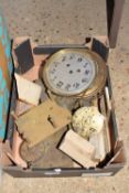 One box of various clock movements, parts etc