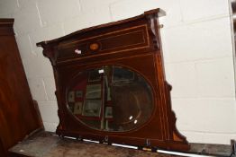 Edwardian mahogany and inlaid over mantel mirror