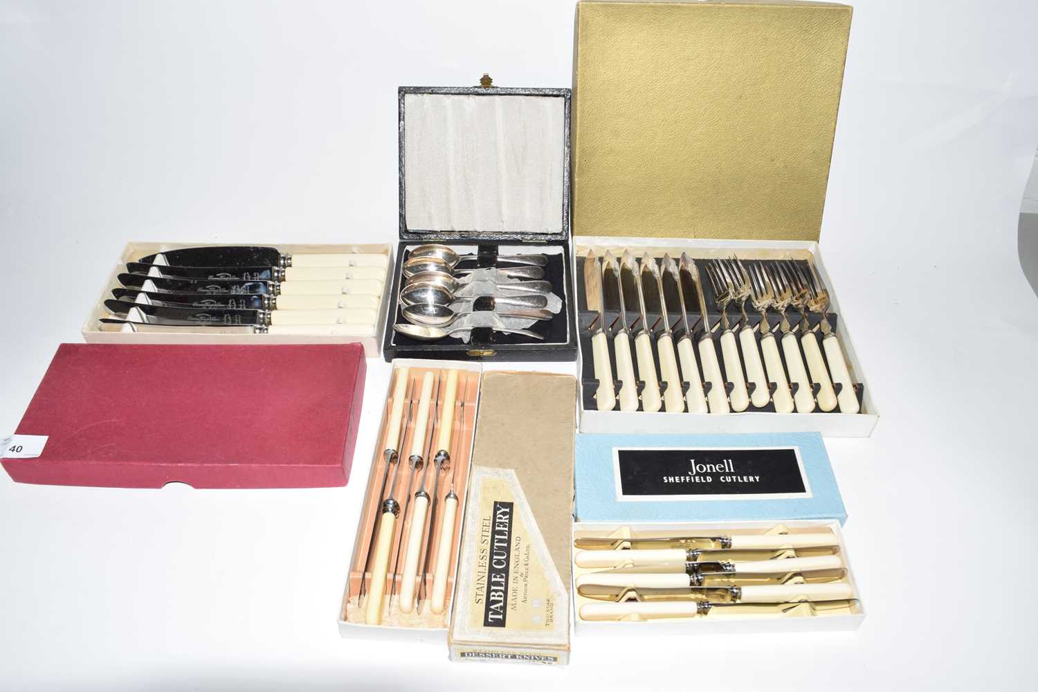 Collection of various cased cutlery