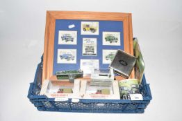 Box of various Landrover related items to include boxed models, framed print, mug etc