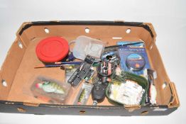 Box of various assorted fishing tackle to include modern lures