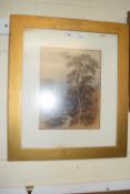 British School, 19th century, english landscape with staffage, watercolour, indistictly signed,