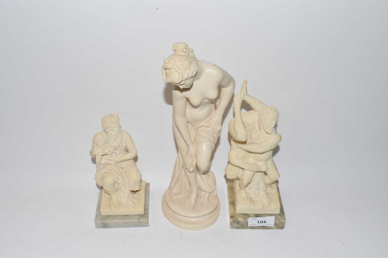 Group of three classical style resin figures