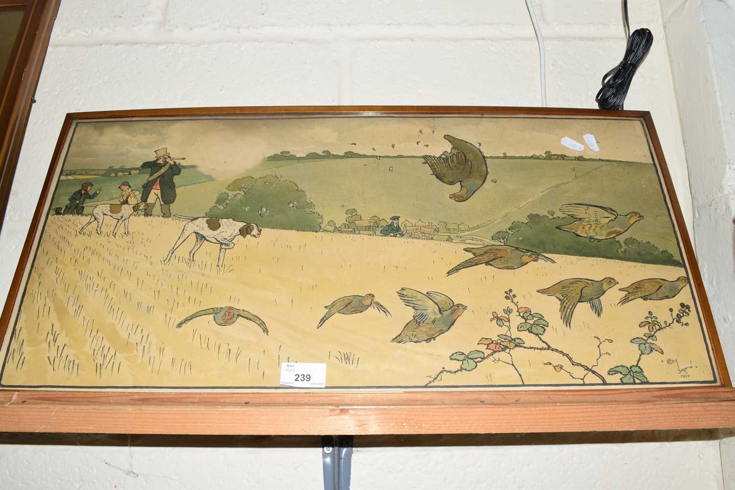 Cecil Aldin, coloured print Partridge Shooting, framed and glazed - Image 2 of 2