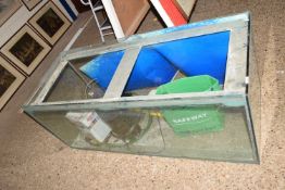 Large aquarium, 60 ins long together with a selection of various pumps and accessories