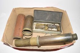 Mixed Lot: 19th Century brass telescope, for repair, together with two mechanisms for music boxes