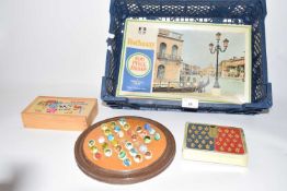 Mixed Lot: Solitaire board, farm dominoes game, jigsaw puzzle and playing cards