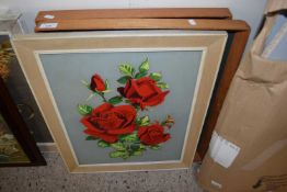 Reverse painted on glass study of roses together with two others (3)
