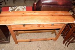 Modern pine side table with two drawers