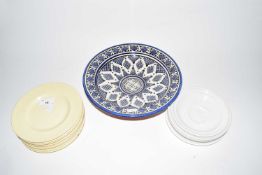 Morocan pottery bowl together with Johnson Bros plates and further saucers