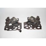 Pair of Oriental hardwood models of water buffalo