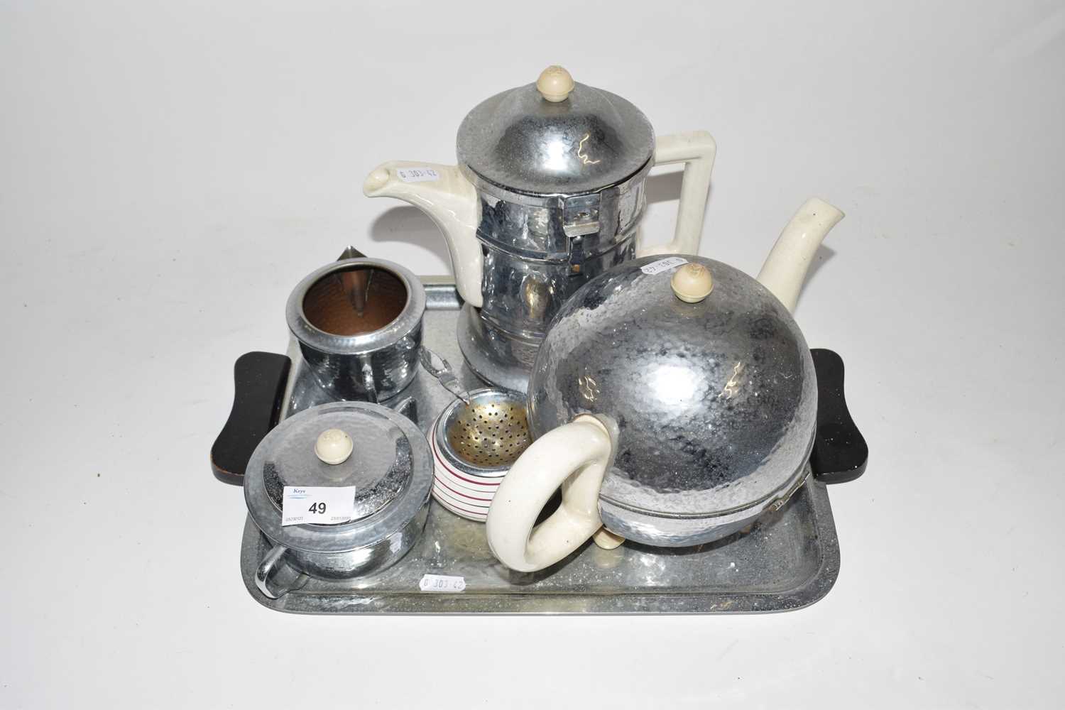 Vintage Heatmaster teaset with accompanying tray - Image 2 of 2