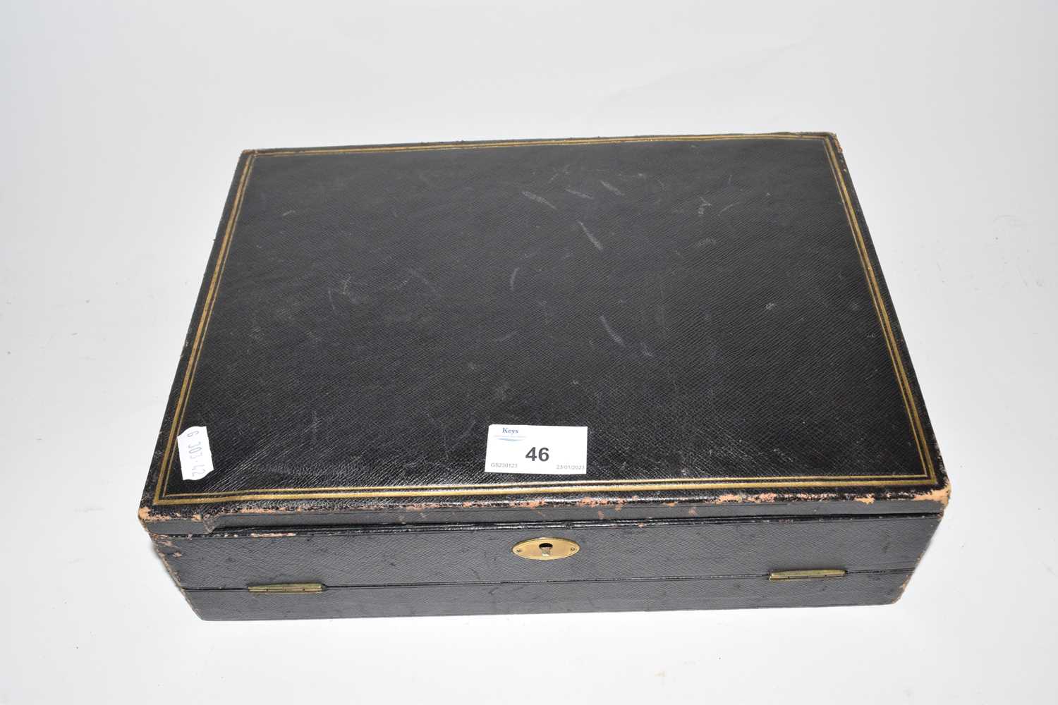 Vintage leather mounted writing box with fitted interior - Image 3 of 4