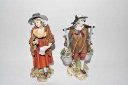 Pair of 20th Century continental figures, blue cross swords mark to bases