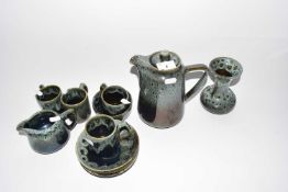 Quantity of Fosters mottled glazed tea ware and matching vase