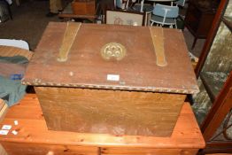 Copper and brass mounted coal box