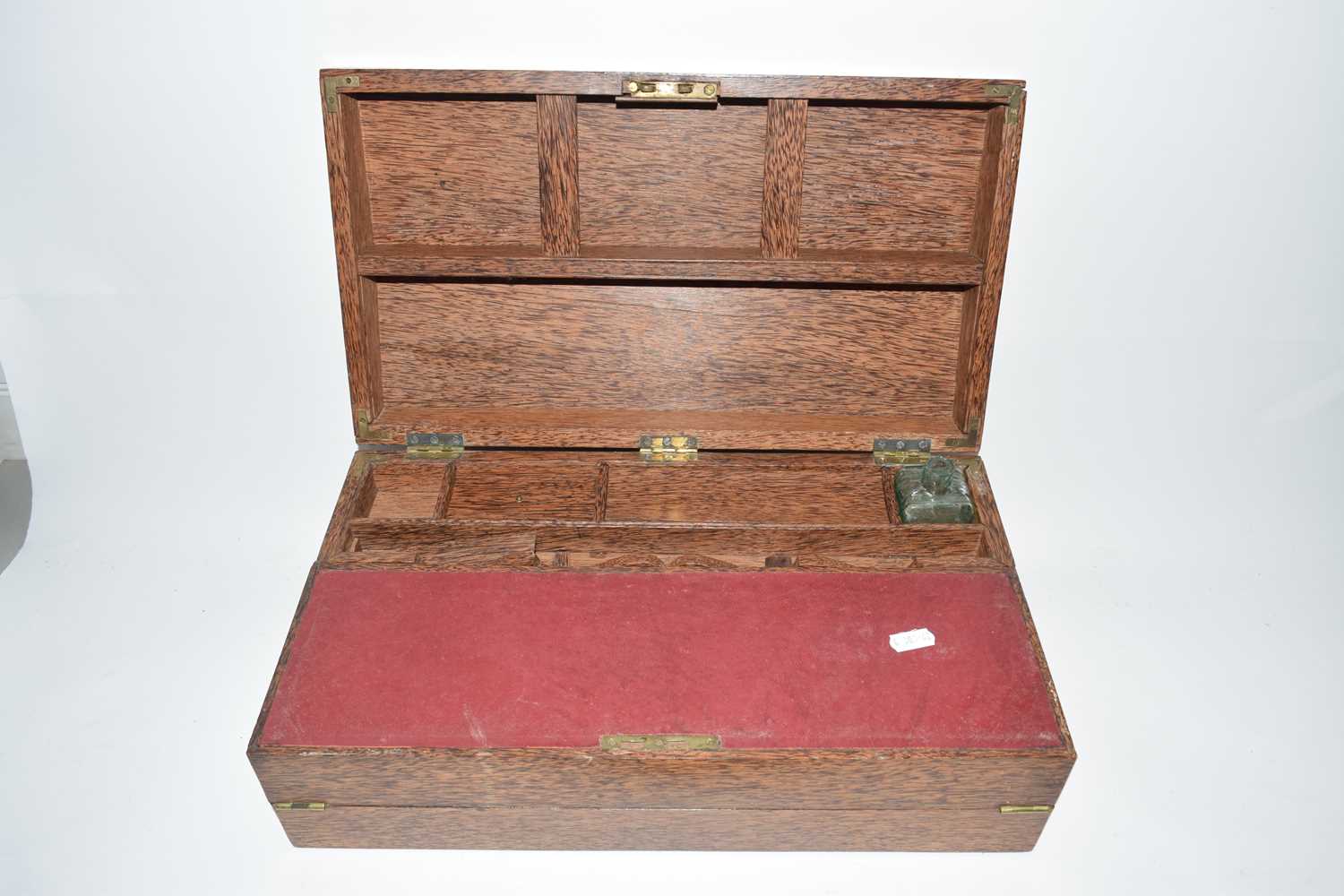 Early 20th Century tropical hardwood writing box with hinged fitted interior