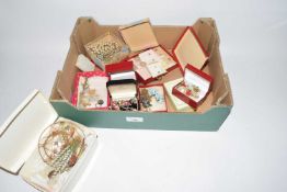 Box of various assorted costume jewellery and other items